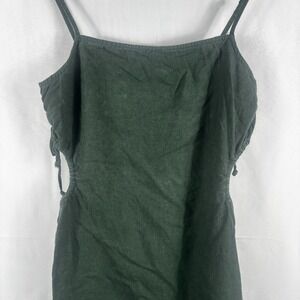 Aerie Green Linen- Blend Side Cutout Mini Sundress
